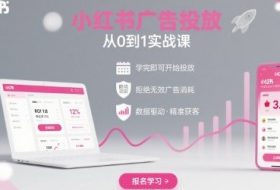 小红书广告投放从0到1的实战课，学完即可开始投放，拒绝无效广告消耗