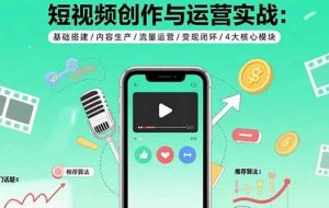 （15819期）短视频创作与运营实战：基础搭建/内容生产/流量运营/变现闭环/4大核心模块