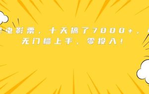 （15821期）靠卖电影票，十天搞了7000+，小白无门槛上手，零投入！