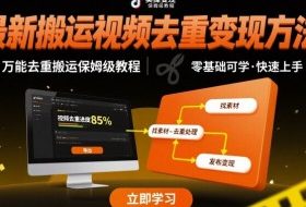 最新搬运视频去重变现方法，万能去重搬运保姆级教程