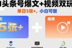 AI头条号爆文+视频双玩法，单日5张+，小白可做【附工具】