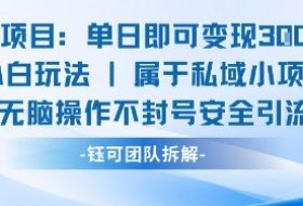 新项目单日即可变现3张的小白玩法无脑操作不封号安全引流