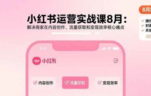 （15822期）小红书运营实战课8月：解决商家在内容创作、流量获取和变现效率核心痛点