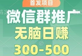 首发项目，微信群推广，一天15单，每单利润10米，无脑日入3-5张【揭秘】