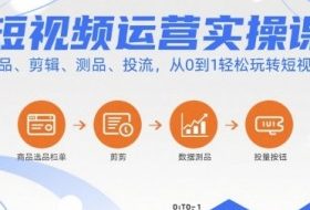 短视频运营实操课，选品、剪辑、测品、投流，从0到1轻松玩转短视频