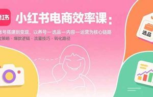 （15838期）小红书电商效率课：从账号搭建到变现，以养号-选品-内容-运营为核心链路