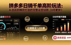 （15850期）拼多多日销千单高阶玩法：从选品到爆款打造的完整运营链路（8月更新）