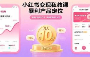 （15859期）小红书变现私教课，暴利产品定位，高转化内容生产术，快速实现月入10万