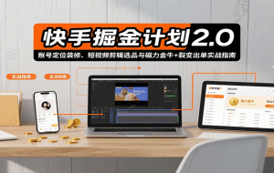 快手掘金计划2.0，账号定位装修、短视频剪辑选品与磁力金牛+裂变出单实战指南