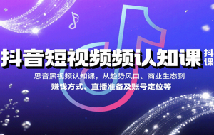 抖音短视频认知课，从趋势风口、商业生态到赚钱方式、直播准备及账号定位等