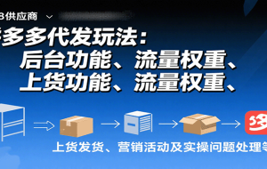 拼多多代发玩法：后台功能、流量权重、上货发货、营销活动及实操问题处理等