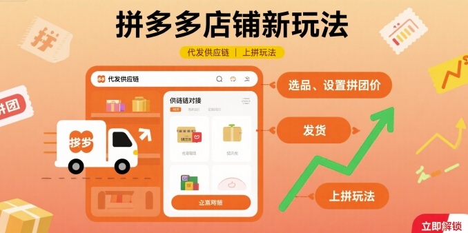 拼多多店铺新玩法，代发供应链上拼玩法