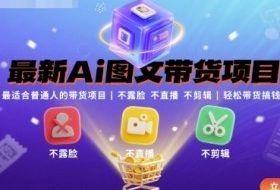最新Ai图文带货项目，最适合普通人的带货项目，不露脸 不直播 不剪辑就可以轻松带货搞钱