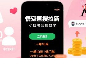 悟空直搜拉新小红书实操教学，一单10米，低门槛，0粉丝小白也能日入多张