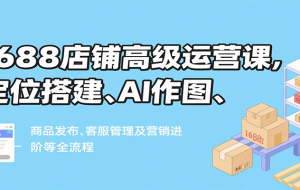1688店铺高级运营课，定位搭建、AI作图、商品发布、客服管理及营销进阶等全流程