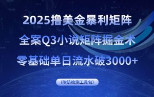 （15904期）2025撸美金暴利矩阵，全案小说矩阵掘金术，零基础单日流水破3000+