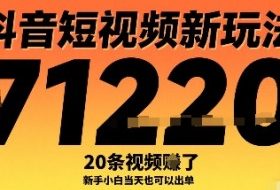 抖音短视频新玩法，20条视频挣了1w+，新手小白当天也可以出单