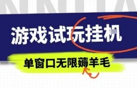 全网首发试玩挂G项目，全自动运行单窗口无上限，纯0撸本人亲测一天可薅100米【揭秘】