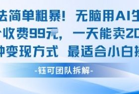 玩法简单粗暴！每个定制款收费99米一天能卖20个 适合小白