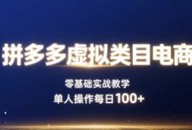 拼多多虚拟类目电商，零基础实战教学，单人操作每日100+