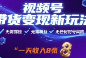 视频号带货变现新玩法，无需露脸，无需粉丝，无任何封号风险，一天收益8张【揭秘】