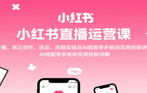 小红书直播运营课：开播、笔记创作、选品、店铺实操及 AI 赋能等多板块实用技能讲解