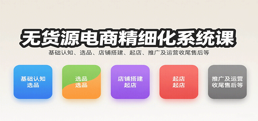 无货源电商精细化系统课:基础认知、选品、店铺搭建、起店、推广及运营收尾售后等 无货源电商精细化系统课:基础认知、选品、店铺搭建、起店、推广及运营收尾售后等