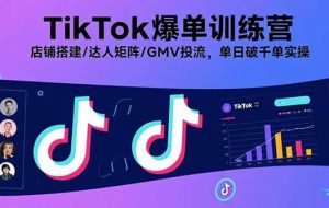 （15920期）TikTok爆单训练营，店铺搭建/达人矩阵/GMV投流，单日破千单实操