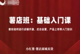 小红薯薯店商城卖货，基础入门课，教你如何进行店铺开通、后台设置、产品上传等入门知识