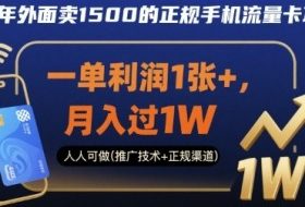 25年外面卖1500的正规手机流量卡项目，一单利润1张+，月入过1W，人人可做(推广技术+正规渠道)【揭秘】