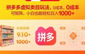 （15943期）拼多多虚拟类目玩法，0成本，可矩阵，小白也能轻松日入1000+