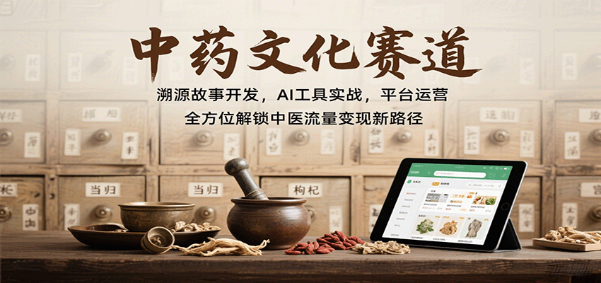 中药文化赛道:溯源故事开发,AI工具实战,平台运营,全方位解锁中医流量变现新路径 中药文化赛道:溯源故事开发,AI工具实战,平台运营,全方位解锁中医流量变现新路径