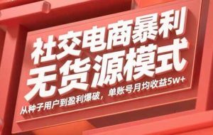 （15951期）社交电商暴利无货源模式：从种子用户到盈利爆破，单账号月均收益5w+