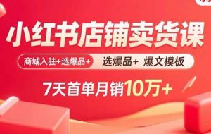 （15955期）小红书店铺卖货课：商城入驻+选爆品+爆文模板，7天首单月销10万+
