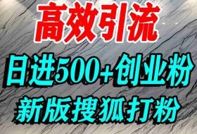 怎么打创业粉？搜狐网打精准创业粉，打粉引流教程，单人日引500+精准创业粉