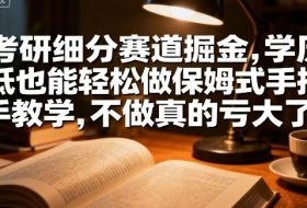 考研细分赛道掘金，日入1k+，学历低也能轻松做保姆式手把手教学，不做真的亏大了【揭秘】