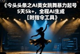 今日头条之AI美女跳舞暴力起号，5天1k+，全程AI生成【附指令工具】