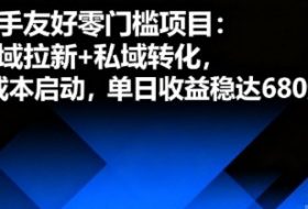新手友好零门槛项目：公域拉新+私域转化，0成本启动，单日收益稳达6张