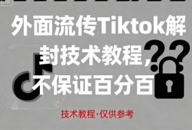 外面流传Tiktok解封技术教程，不保证百分百，具体自测