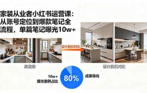（15990期）家装从业者小红书运营课：从账号定位到爆款笔记全流程，单篇笔记曝光10w+