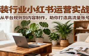 小红书家装行业运营实战课：从平台规则到内容制作，助你打造高流量账号