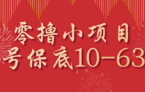 零撸小项目，一个账号保底10-63元，适合新手小白操作，能多账号领低保