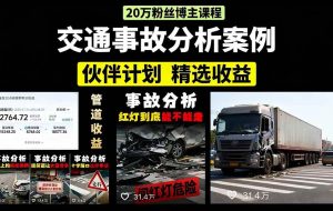 （15995期）交通事故分析案例短视频，剪辑技巧+文案模板+配音教学+快速起号 月收益2w+