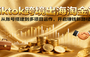 Tiktok跨境出海淘金课，从账号搭建到多项目运作，开启赚钱新路径