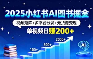（16011期）2025小红书AI图书掘金，视频矩阵+多平台分发+无货源变现，单视频日赚200+