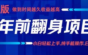 （16017期）年前翻身项目，新手小白月入3w+，纯手机一条龙实操玩法