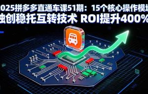 （16020期）2025拼多多直通车课51期：15个核心操作模块 独创稳托互转技术 ROI提升400%