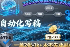 2025年来做AI写作大师，自动化写稿，一单2张-1k+，永不失业副业