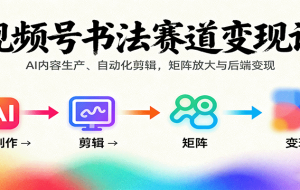 视频号书法赛道变现课：AI内容生产、自动化剪辑，矩阵放大与后端变现