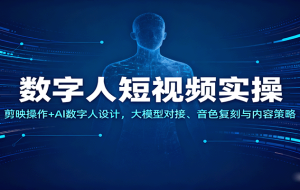 数字人短视频实操，剪映操作+AI数字人设计，大模型对接、音色复刻与内容策略